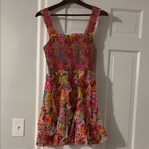 Alice and Olivia Jocelyn Smocked Floral Sleeveless Dress size 2